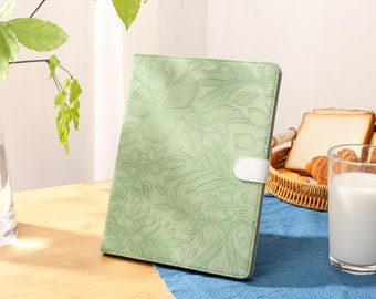 Green Flower iPad Case with Apple Pencil Holder, For iPad 9/8, iPad Mini 5/6, iPad Pro 12.9inch, iPad Air 4/5th, iPad 2019-2022