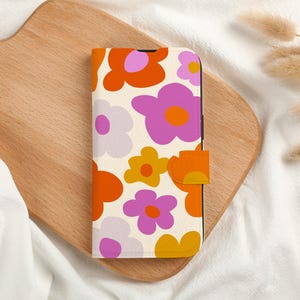 Niedliche Blumen Personalisierte Brieftasche Handyhülle mit Kartenfach, personalisierte Brieftasche Flip Handyhülle für iPhone 16 15 14 13 Pro Max X XS