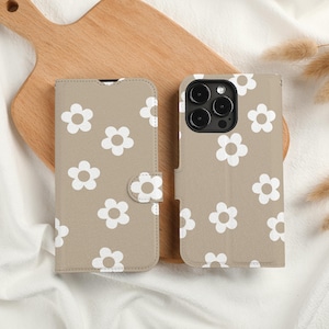 Cute Flowers Personalised Wallet Phone Case with Card Slot, Personalized Wallet Flip Phone Case for iPhone 15 14 13 Pro Max X XS