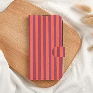 Pink Lines Personalised Wallet Phone Case with Card Slot, Personalized Wallet Flip Phone Case for iPhone16 15 14 13 Pro Max XXS