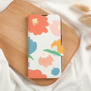 Cute Flowers Personalised Wallet Phone Case with Card Slot, Personalized Wallet Flip Phone Case for iPhone 15 14 13 Pro Max X XS