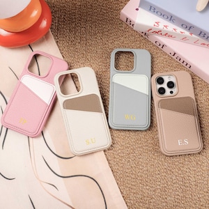 Custom Initials Phone Case, Monogram Engraved Leather Phone Case, Personalized Leather Phone Case, iPhone 16 Pro Max, 15, 14, 13 12pro Case