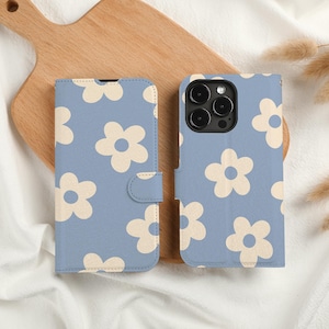 Étui de téléphone portefeuille personnalisé fleurs mignonnes avec emplacement pour carte, étui de téléphone portefeuille personnalisé à rabat pour iPhone 15 14 13 Pro Max X XS