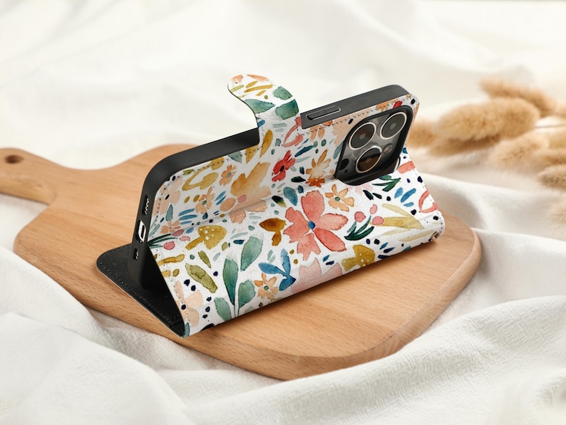 Beautiful Flowers Personalised Leather Wallet Phone Case With Card Slot