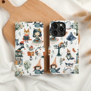 Cute Girl Personalised Wallet Phone Case with Card Slot, Personalized Wallet Flip Phone Case for iPhone 15 14 13 Pro Max X XS