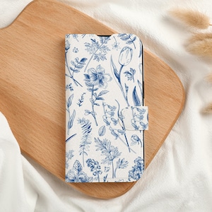 Künstlerische Blumen Personalisierte Geldbörse Handyhülle mit Kartenfach, personalisierte Flip Handyhülle für iPhone 15 14 13 Pro Max X XS