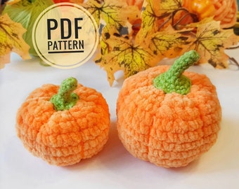 Crochet PUMPKIN pattern 2 size, Easy pumpkin PDF pattern, Handmade Plush Pattern English, tutorial, bargain Halloween toy