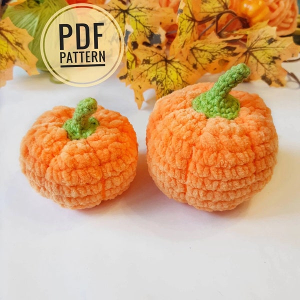 Crochet PUMPKIN pattern 2 size, Easy pumpkin PDF pattern, Handmade Plush Pattern English, tutorial, bargain Halloween toy