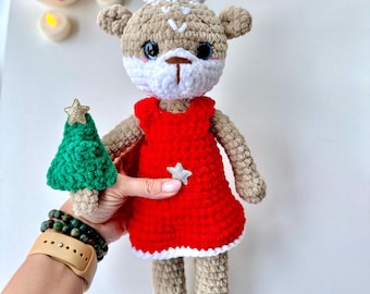 Christmas Crochet pattern DEER - Amigurumi pattern plush toy - Pdf English tutorial - New year gift