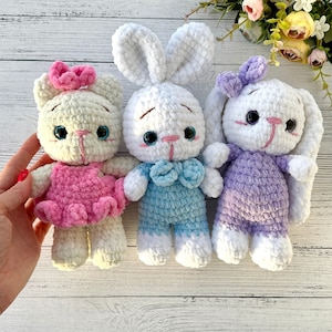 Bunny and kitty CROCHET PATTERN, Amigurumi easter plushie animals pattern, English pattern pdf, easter gift