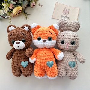 Crochet pattern bunny bear fox animal - Amigurumi easter pattern plush toy - Pdf English tutorial - baby gift