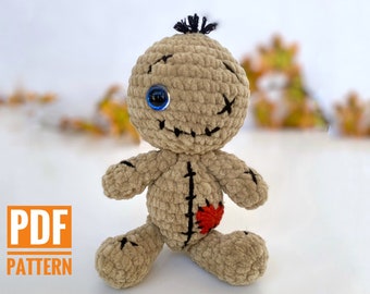 Crochet pattern VOODOO DOLL, Halloween Amigurumi toy easy pattern, Handmade Plush Pattern English, PDF tutorial, decor