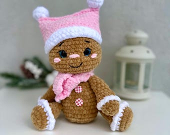 NO SEW Gingerbread Man Crochet Pattern - Christmas Plush Toy Amigurumi - English PDF tutorial
