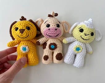 Crochet patterns Tiny cow lamb and puppy - Amigurumi plush  - tiny love animal - English Pdf