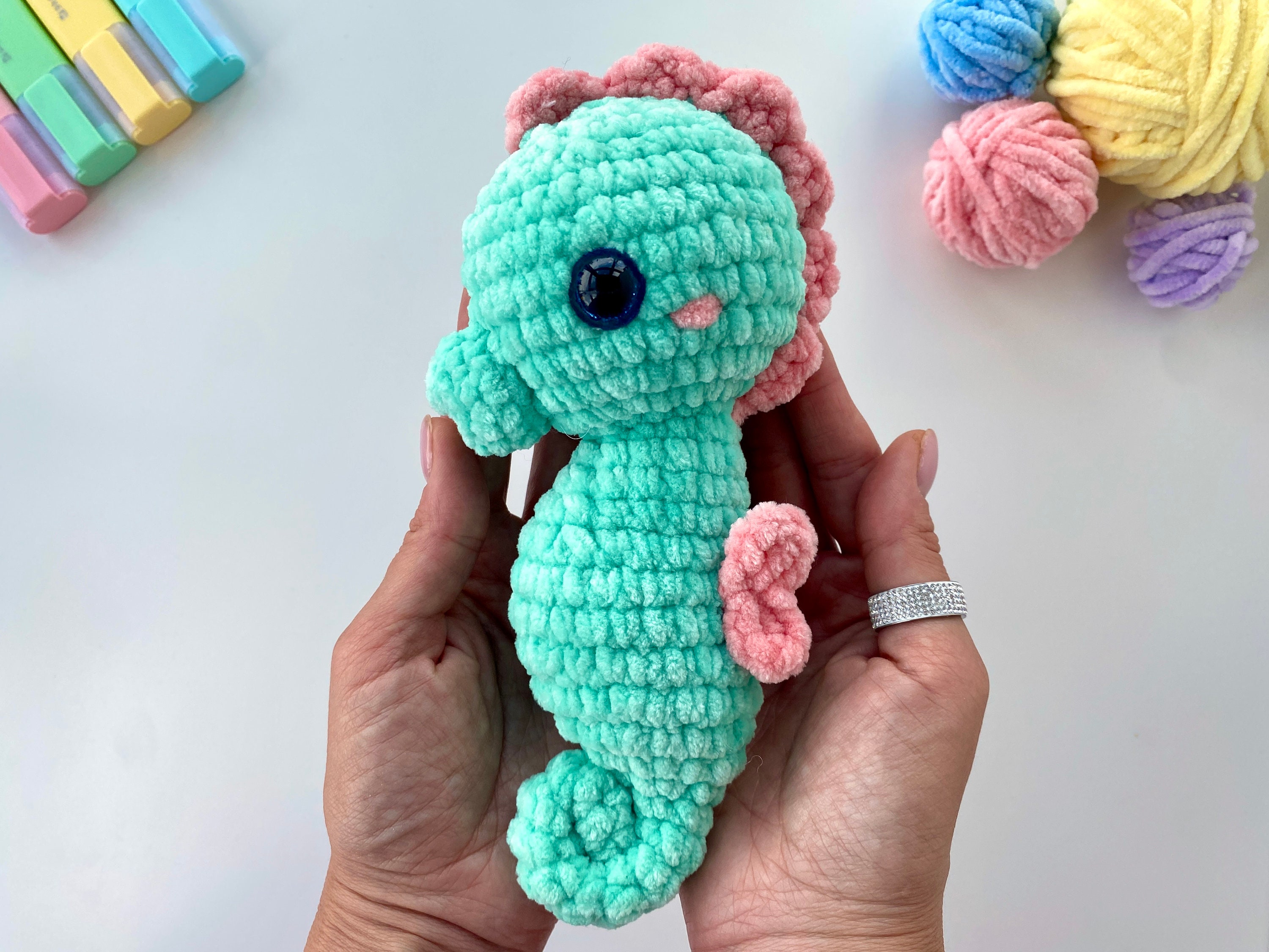 Crochet pattern seahorse sea animal - Amigurumi ocean pattern plush toy - Pdf English tutorial - baby gift