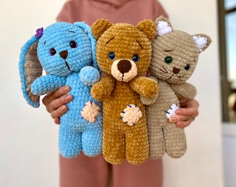 CROCHET PATTERN BUNDLE Bear Bunny Cat plush toy - Amigurumi pattern  - Animal Crochet pattern -  Pdf tutorial doll