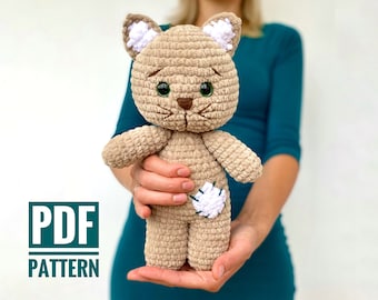 CAT CROCHET PATTERN plush toy - Amigurumi pattern kitty - Crochet amigurumi animal - Easy to follow English Pdf tutorial animal