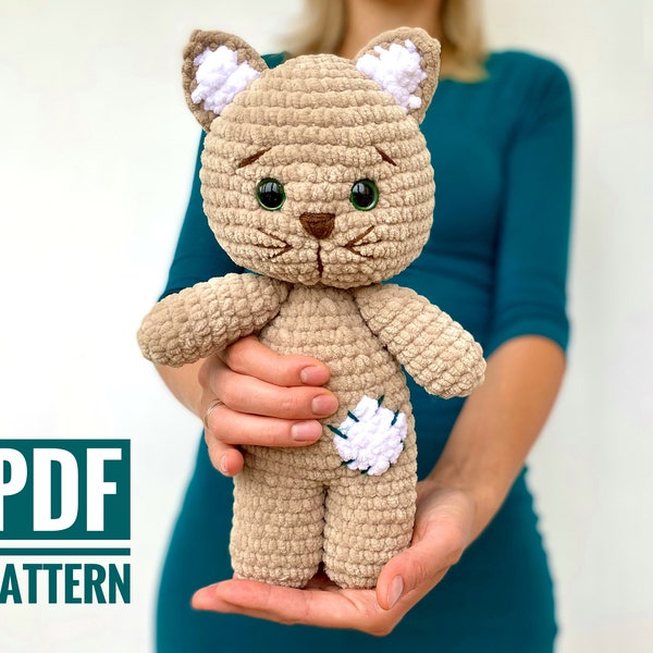 CAT CROCHET PATTERN plush toy - Amigurumi pattern kitty - Crochet amigurumi animal - Easy to follow English Pdf tutorial animal