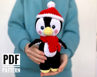 Crochet pattern PENGUIN Christmas - Amigurumi pattern plush toy - Pdf tutorial stuffed doll - New year gift - winter animal