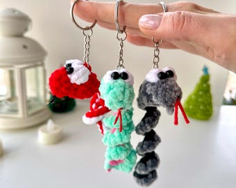 Crochet pattern snake keychain - Amigurumi pattern plush toy - Pdf English tutorial - 2025 symbol