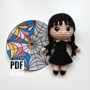 WEDNESDAY ADDAMS Crochet pattern doll - Amigurumi toy - Pdf English tutorial
