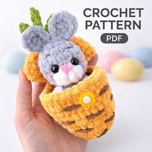 Easter Bunny Carrot Crochet Pattern, Amigurumi Plush Toy English Tutorial (PDF)
