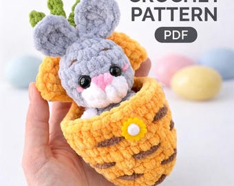Easter Bunny Carrot Crochet Pattern, Amigurumi Plush Toy English Tutorial (PDF)