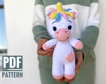UNICORN CROCHET PATTERN - Amigurumi toy plush pattern - Stuffed Animal toy -  Easy to follow English Pdf tutorial