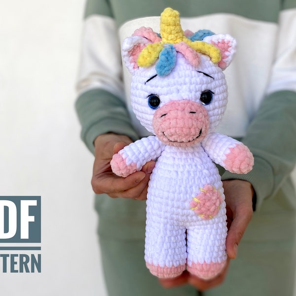 UNICORN CROCHET PATTERN - Amigurumi toy plush pattern - Stuffed Animal toy -  Easy to follow English Pdf tutorial