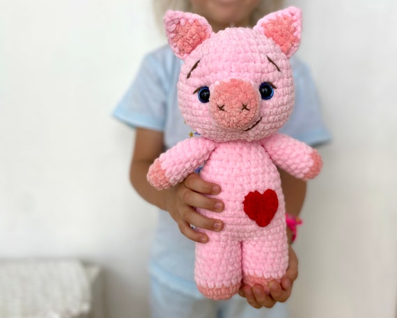 PIG CROCHET PATTERN - Amigurumi piggy plush pattern - Stuffed farm Animal toy -  Easy to follow English Pdf tutorial