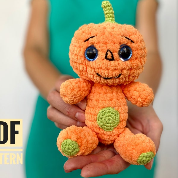 Crochet pattern PUMPKIN DOLL, Halloween Amigurumi pumpkin toy easy pattern, Handmade Plush Pattern English, PDF tutorial, decor