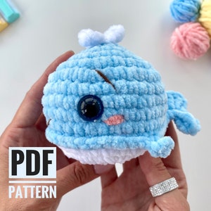 Crochet pattern whale sea animal Amigurumi ocean pattern plush toy Pdf English tutorial baby gift afbeelding 1