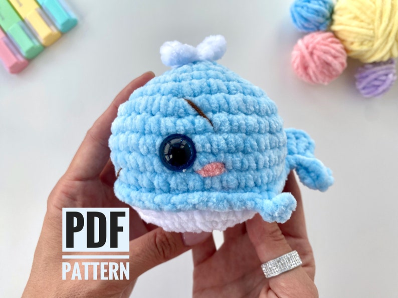 Crochet pattern whale sea animal Amigurumi ocean pattern plush toy Pdf English tutorial baby gift afbeelding 1