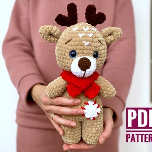 CROCHET PATTERN DEER christmas - Amigurumi reindeer plush toy - Animal Crochet pattern -  Easy Pdf tutorial doll