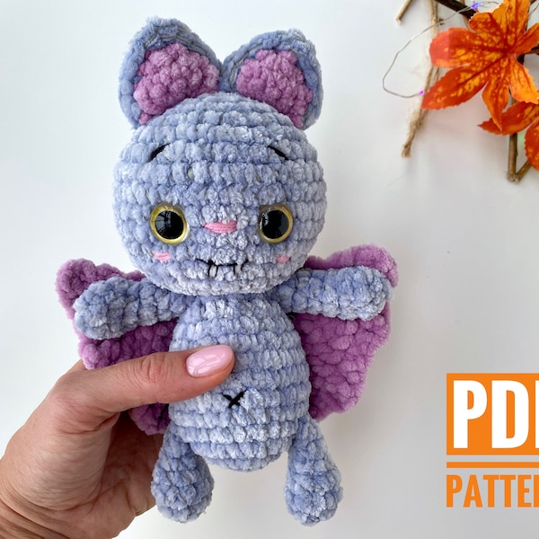 Crochet pattern Bat toy, Halloween Amigurumi vampire doll easy pattern, Easy Plush Pattern English, PDF tutorial, fall decor