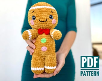 GINGERBREAD man CROCHET PATTERN - Christmas Amigurumi pattern plush toy - Christmas ornaments 2021 - Easy Pdf tutorial doll - New year gift