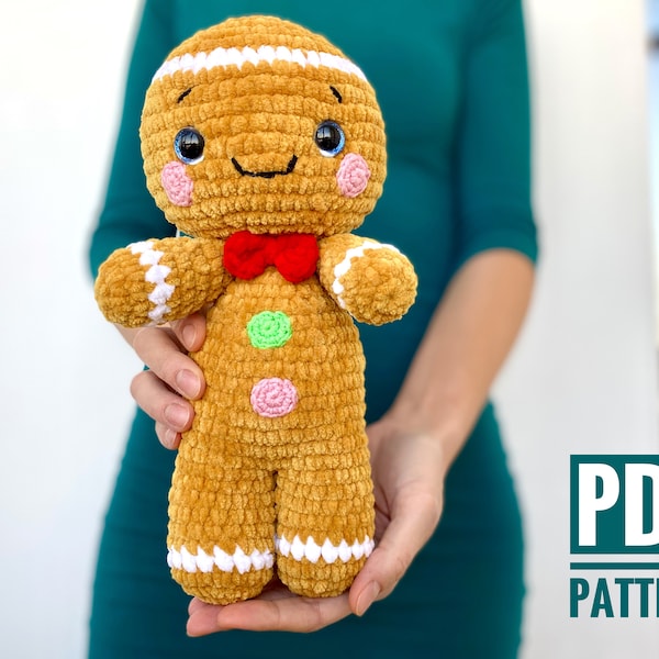 GINGERBREAD man CROCHET PATTERN - Christmas Amigurumi pattern plush toy - Christmas ornaments 2021 - Easy Pdf tutorial doll - New year gift