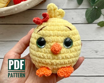 CHICKEN CROCHET PATTERN, plush easter crochet, cute spring chick, amigurumi pattern, easy crochet pattern pdf, chicken decor, easter gift