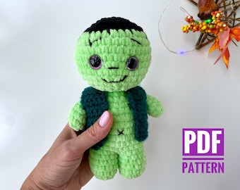 Crochet Zombie Pattern, Frankenstein Amigurumi Plush Toy – PDF English