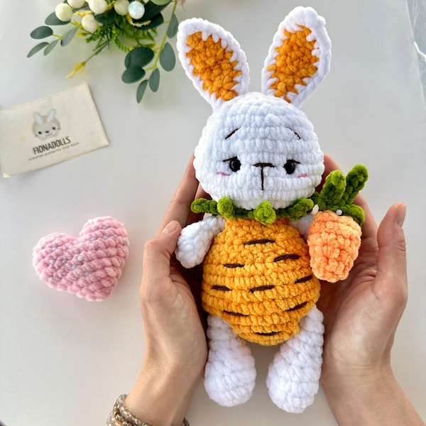 Easter Crochet Pattern - Bunny in Carrot Costume Amigurumi Pattern for Beginners (English PDF)