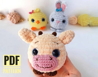 COW CROCHET PATTERN Plush, amigurumi pattern, animal toy crochet , easy crochet pattern, easter decor, English pdf