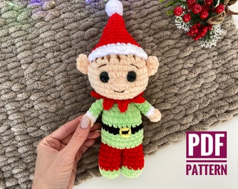 ELF CROCHET PATTERN - Christmas Amigurumi pattern plush toy - Christmas gift - Pdf English pattern - New year gift