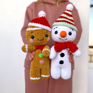 Crochet pattern GINGERBREAD and SNOWMAN Christmas bundle Amigurumi pattern plush toy Pdf English tutorial New year gift Bild 2