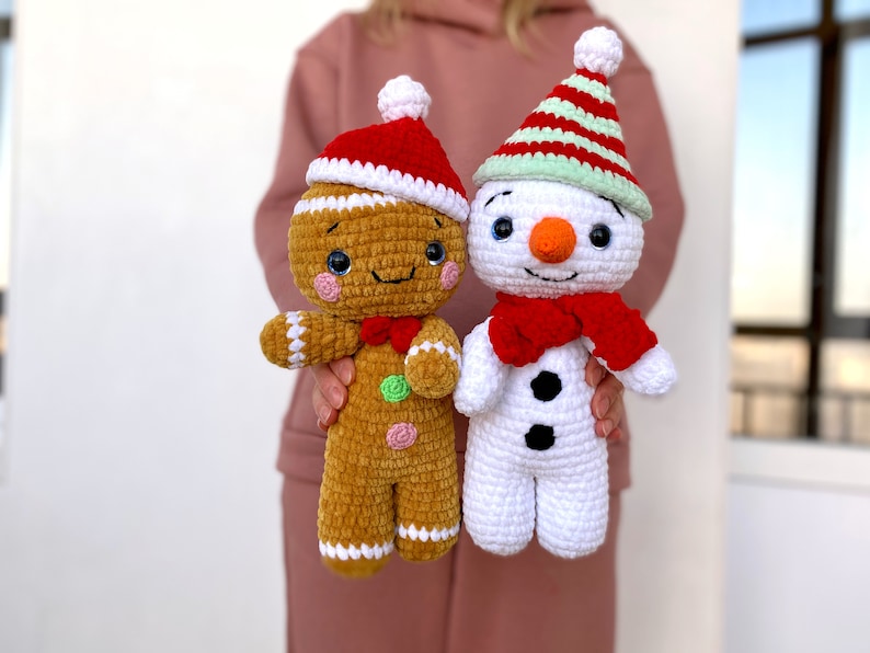 Crochet pattern GINGERBREAD and SNOWMAN Christmas bundle Amigurumi pattern plush toy Pdf English tutorial New year gift Bild 2