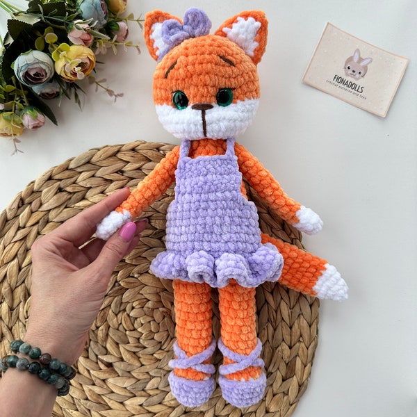 Crochet pattern Fox in dress - Amigurumi Foxy pattern plush toy - Pdf English tutorial - handmade gift