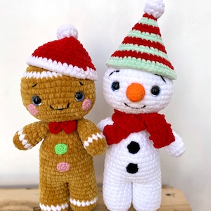 Crochet pattern GINGERBREAD and SNOWMAN Christmas bundle Amigurumi pattern plush toy Pdf English tutorial New year gift Bild 4