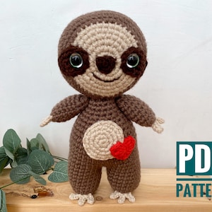 SLOTH CROCHET PATTERN - Amigurumi pattern plush toy - Sloth Stuffed Animal -  Easy to follow Pdf tutorial toy - plush pattern in English