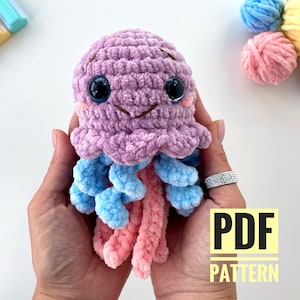 Crochet pattern jellyfish sea animal - Amigurumi ocean pattern plush toy - Pdf English tutorial - baby gift