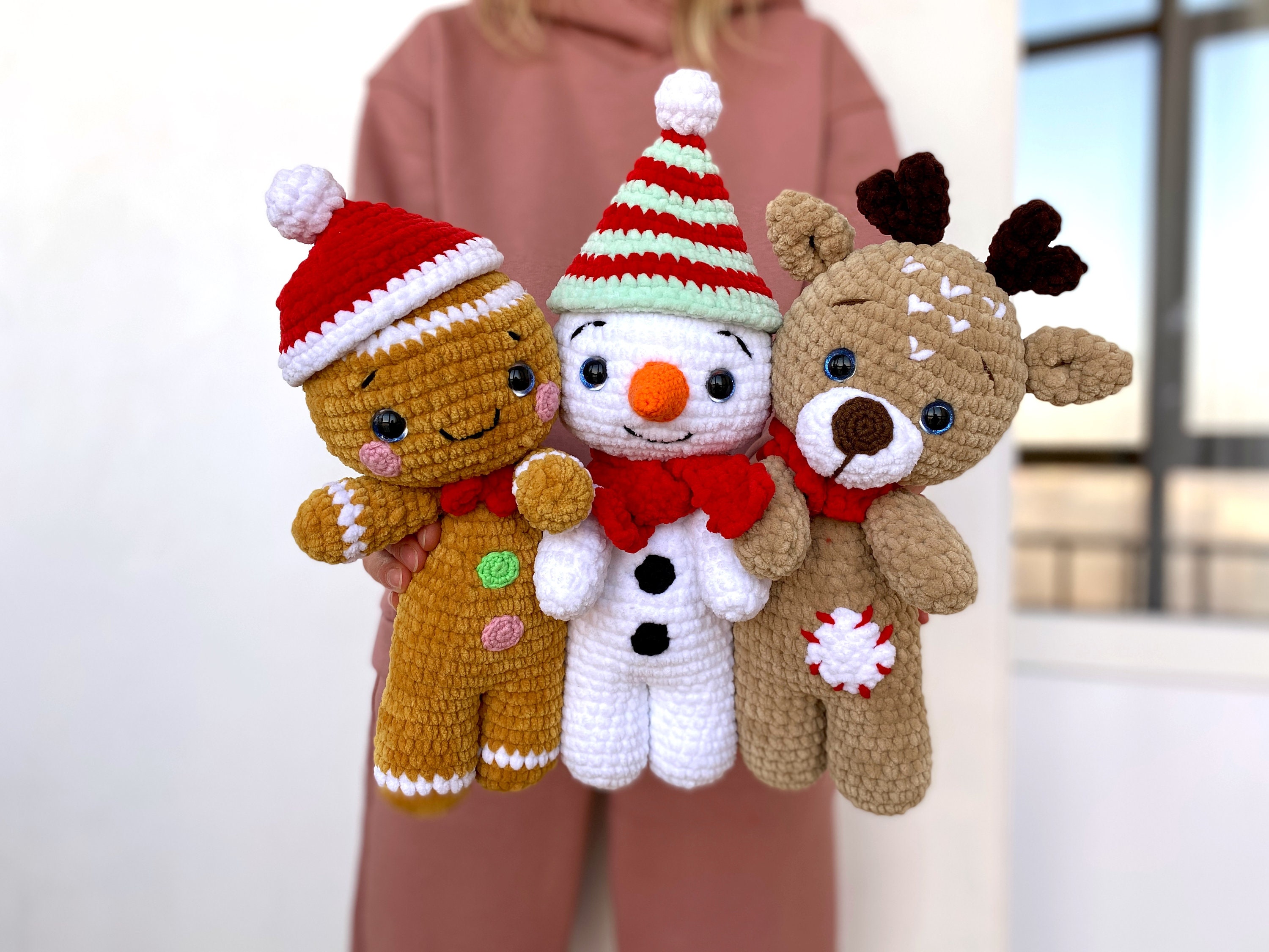 Crochet pattern DEER, GINGERBREAD and SNOWMAN Christmas bundle - Amigurumi pattern plush toy - Pdf English tutorial - New year gift