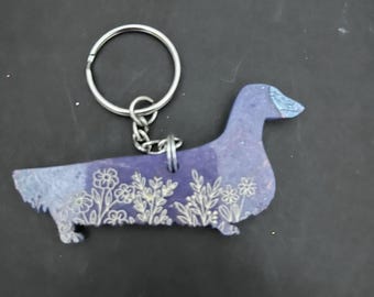 Long Hair Dachshund Keychain